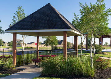 Enjoy lunch under a covered picnic ramada 